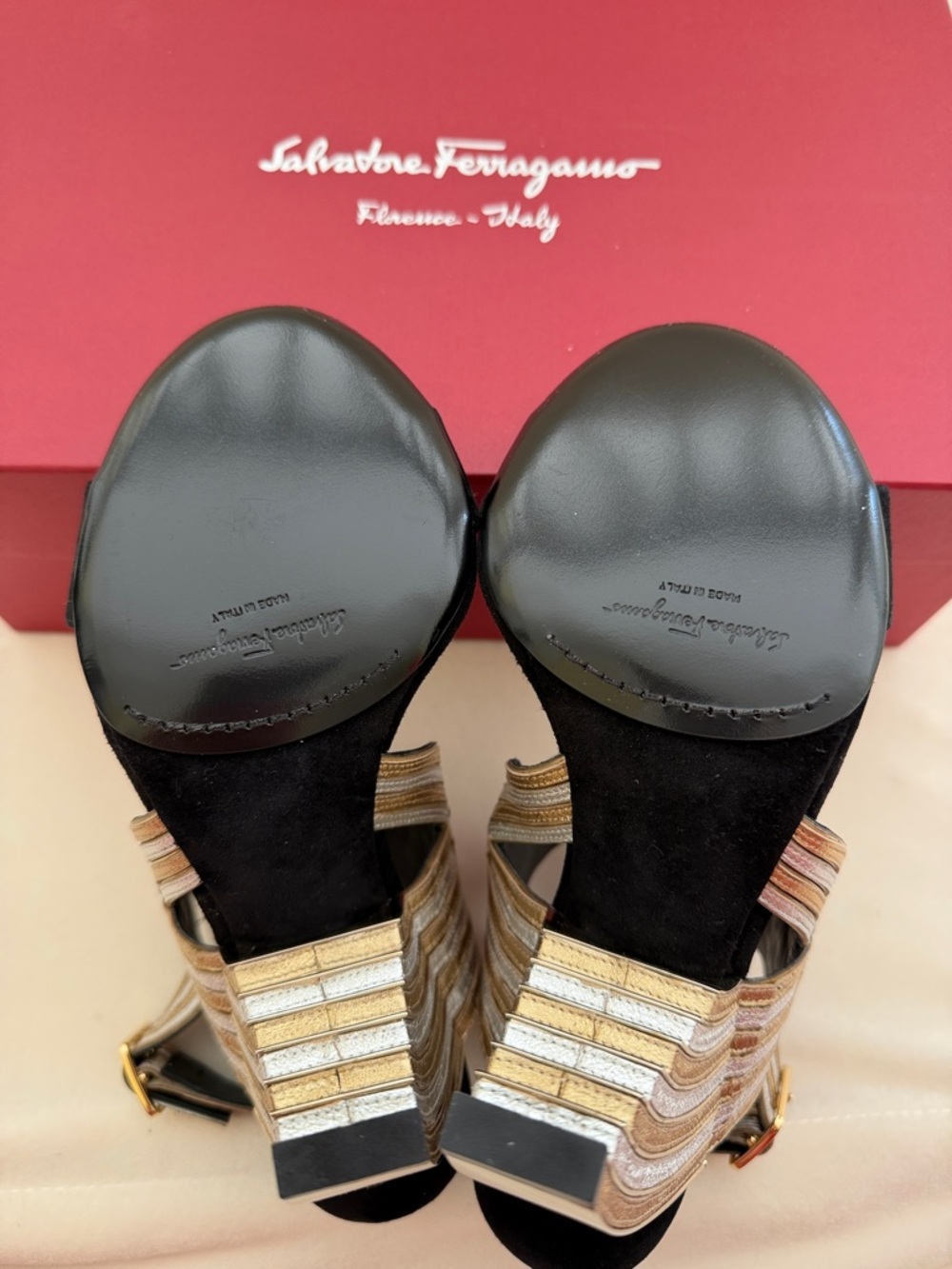 Salvatore Ferragamo Lenny Ankle Strap High Heel Sandals - Picture 12 of 14